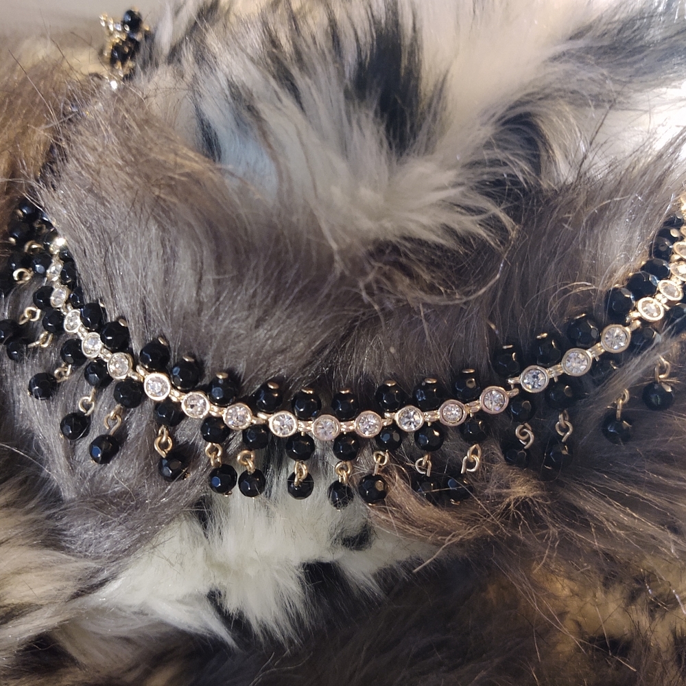 Avon Dramatic Embellished Statement Necklace Black